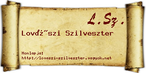 Lovászi Szilveszter névjegykártya